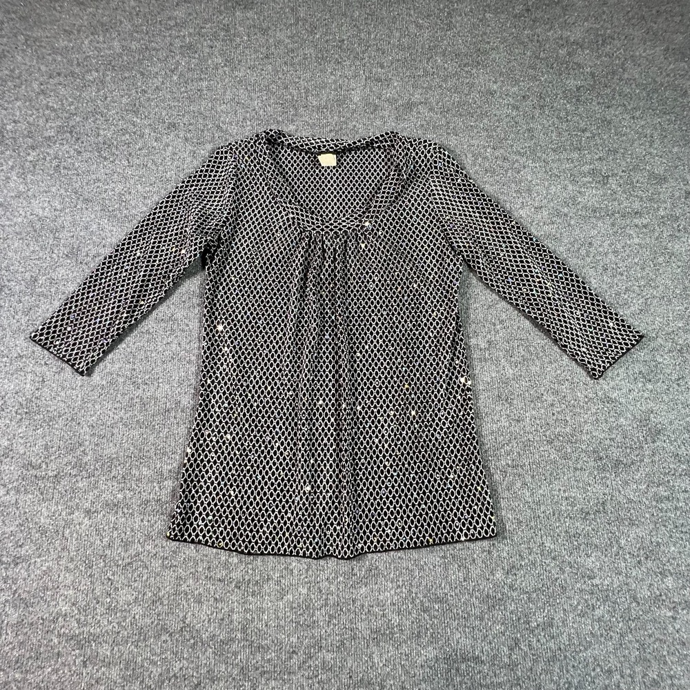 Vintage Ashley Jill Mini Dress Women's M Black Pleated All-over Print Formal